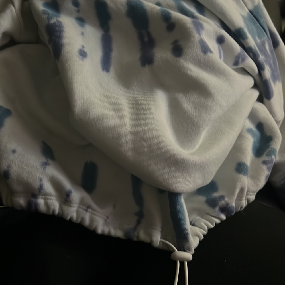Aeropostale Sweatshirt pull drawstring white light blue tie dye, New - Picture 2 of 3